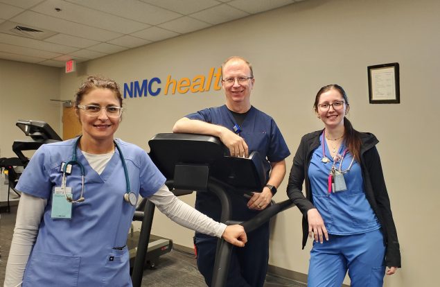 Newton Medical Center cardiac rehab team in the gym.