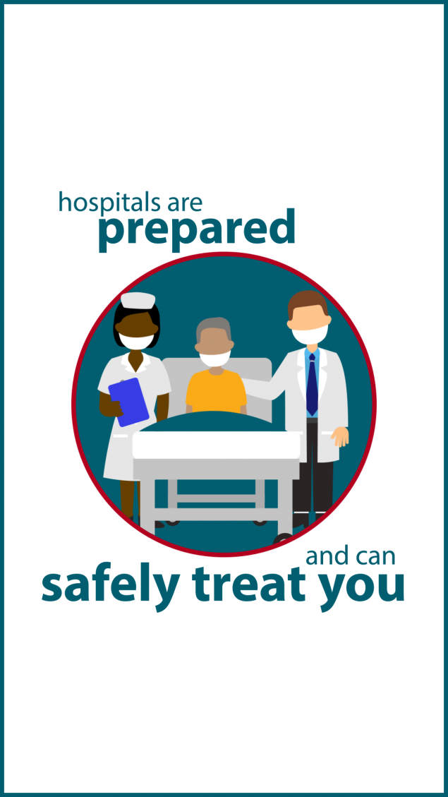 Hospitals are prepared and can safely treat you.