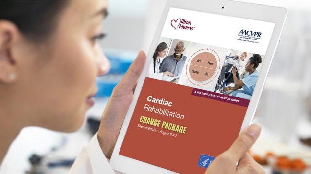 Cardiac-Change-Pkg-Social Health professional viewing the change package on a tablet.