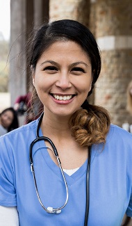 Portrait of an adult female volunteer doctor at free clinic