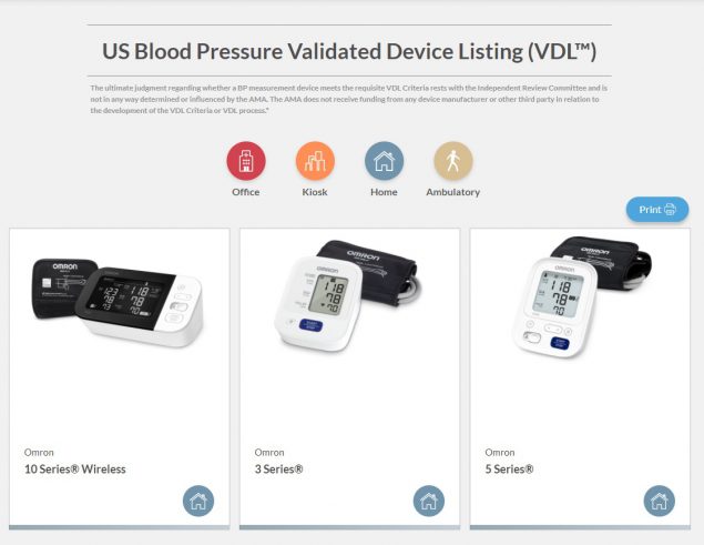 Validation testing of five home blood pressure monitoring devices